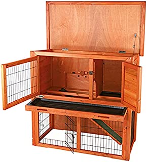 Rabbit Hutch with Sloped Roof (M), Glazed Pine