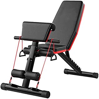 Adjustable Weight Bench, Foldable Flat/Incline/Decline Benches Press with Bands, Strength Training Benches for Sit Up, Bench Press, Leg Press Machines for Home Use