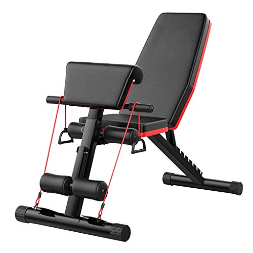 Adjustable Weight Bench, Foldable Flat/Incline/Decline Benches Press with Bands, Strength Training Benches for Sit Up, Bench Press, Leg Press Machines for Home Use