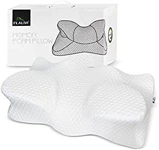 Flalivi Cervical Pillow, Memory Foam Pillow, Contour Pillows for Neck and Shoulder Pain, Ergonomic Orthopedic Sleeping Neck Contoured Support Pillow for Side Sleepers, Back and Stomach Sleepers