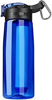 SimPure Filtered Water Bottle, Emergency Water Purifier with 4-Stage Integrated Filter Straw for Travel, Camping, Hiking, Backpacking, BPA Free