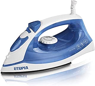 Utopia Home Steam Iron with Nonstick Soleplate - Small Size Lightweight - Best for Travel - Powerful Steam Output - 360 Degree Swivel Cord- 200 mm Water Tank - Dry Iron Function 1200 Watt (Blue)