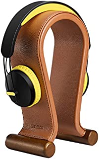 SAMDI Leather Headphone Stand Headset Stand Headphone Holder Universal Gaming Headset Holder - Saddle Brown