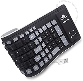 BONUSIS Foldable Silicone Keyboard Flexible Keyboard Roll Up Keyboard USB Wired Soft Waterproof Silica Gel Computer Keyboard (103 Keys) for PC Laptop Notebook [Black]