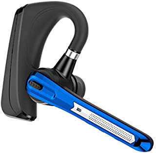 Bluetooth Headset, HonShoop Wireless Bluetooth Earpiece V5.0 Hands-Free Earphones with Stereo Mic, Compatible iPhone Android Cell Phones Driving/Business/Office (Blue)