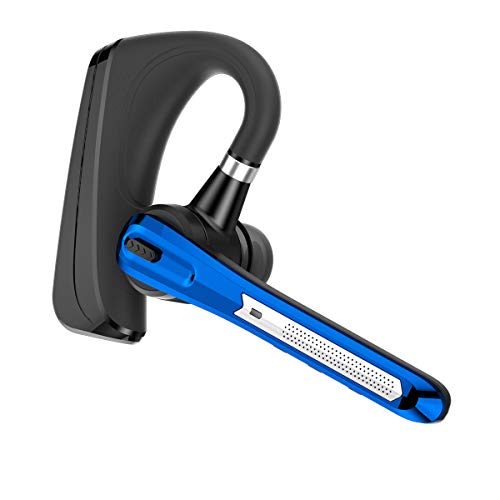 Bluetooth Headset, HonShoop Wireless Bluetooth Earpiece V5.0 Hands-Free Earphones with Stereo Mic, Compatible iPhone Android Cell Phones Driving/Business/Office (Blue)