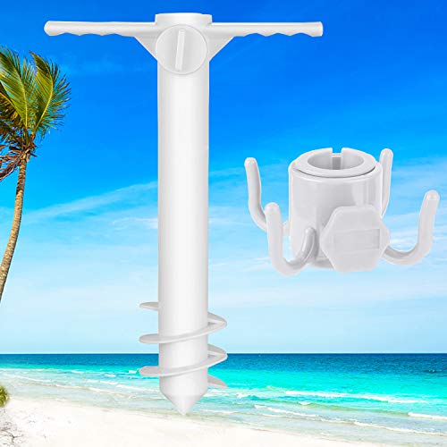 Simpower Sand Anchor, 2021 Newest Beach Umbrella Sand Anchor Stand Holder with 3 Tier Screw, One Size Fits All Beach Umbrella for Sand Heavy Duty Wind