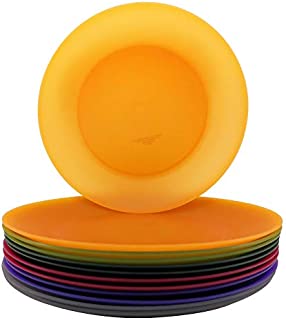 Everyday Plastic Reusable Plates BPA Free Dishwasher Safe Microwaveable set of 12 Great for Dinner Indoor Outdoor Use(Multi-color)