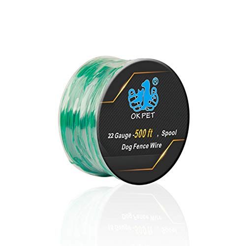 OKPET Professional Electric Dog Fence Wire, 22 Gauge 500 Feet Spool Dog Fence Wire, Solid Core Heavy Duty Direct Ground Burial Rated Perimeter Wire, for Any Wired Underground Dog Fence