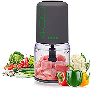 EKICH Food Chopper Electric Mini Meat Grinder with Sharp Blades and 2 Cup Capacity Vegetable Processor for Onion Nuts and Fruit (500ml 4blades, Grey)