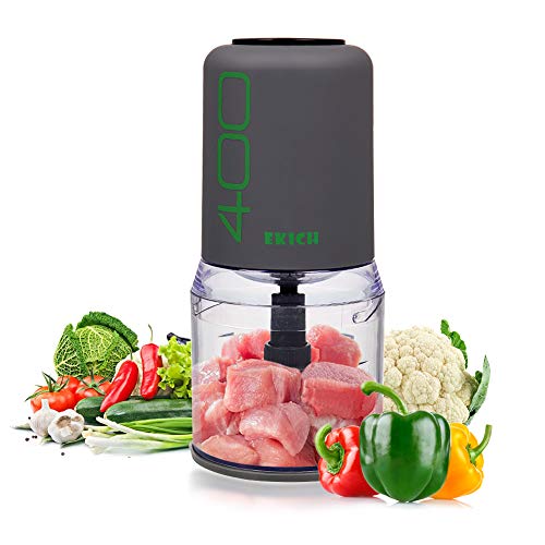 EKICH Food Chopper Electric Mini Meat Grinder with Sharp Blades and 2 Cup Capacity Vegetable Processor for Onion Nuts and Fruit (500ml 4blades, Grey)