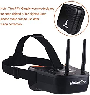 Makerfire 5.8Ghz Mini FPV Goggles 3 inch 40CH FPV Video Headset Glasses with Double RP-SMA Antenna and Handbag Built-in 1200mAh Battery for FPV Racing Drone Quadcopters