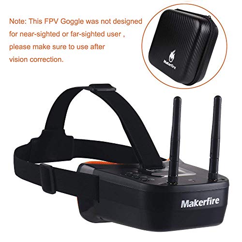 Makerfire 5.8Ghz Mini FPV Goggles 3 inch 40CH FPV Video Headset Glasses with Double RP-SMA Antenna and Handbag Built-in 1200mAh Battery for FPV Racing Drone Quadcopters