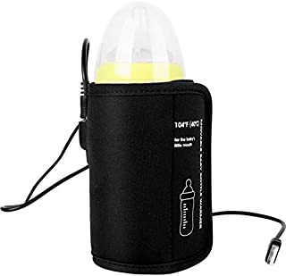 TOWOOZ Travel Bottle Warmer Baby Bottle Heat Insulated Cover Milk Bottle Heater Universal Heating Cover USB Charging (Black)