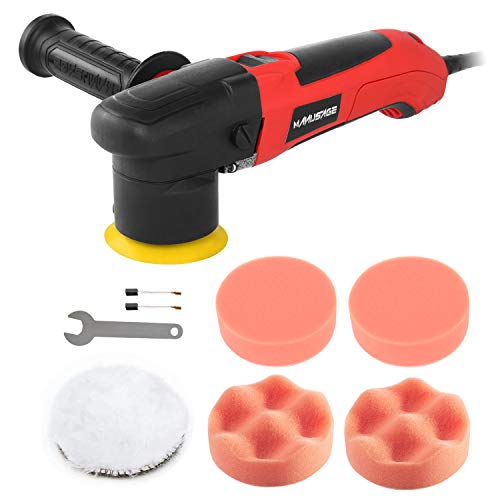 MANUSAGE 3-Inch Dual Action Car Polisher,2.5Amp Variable Speed Buffer Polisher Sander,Detachable Handle,4 Foam & 1 Wool Pads for Home Appliance Polishing,Car Sanding,Waxing,Sealing Glaze