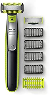 Philips Norelco OneBlade Face + Body Hybrid Electric Trimmer and Shaver QP263070, Black/Green/Silver