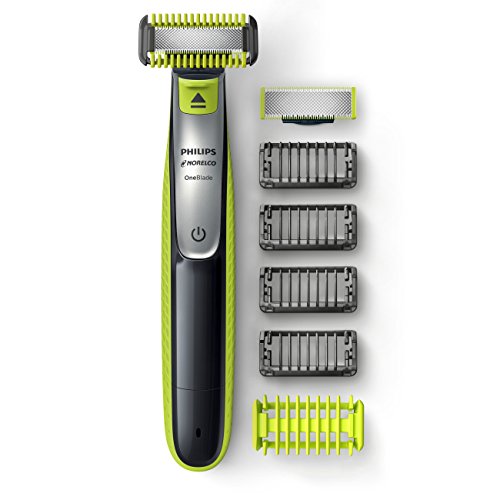 Philips Norelco OneBlade Face + Body Hybrid Electric Trimmer and Shaver QP263070, Black/Green/Silver