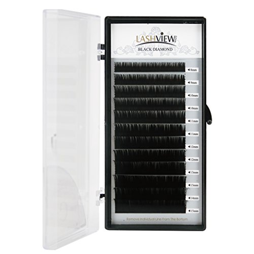 LASHVIEW Ellipse Eyelash Extensions 0.15mm D Curl 8-15mm Mix Flat Eyelash Extension Light Lashes Individual Eyelashes Black Mink False Lashes Mink Lashes Extensions Salon Use