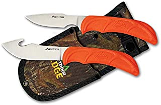 Outdoor Edge WildPair, Fixed Blade 2-Knife Hunting Combo Set with Deep Bellied Gut-Hook Skinner, Caping Knife and Mossy Oak Nylon Sheath