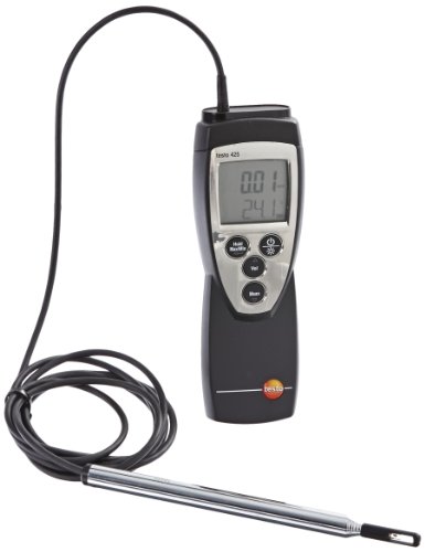 Testo 425 Compact Digital Hot-Wire Anemometer, 0 to 20 m/s Velocity, -20 to +70° C Temperature