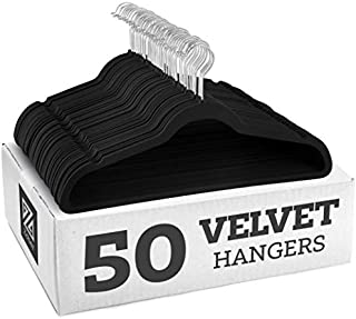 Zober Non-Slip Velvet Hangers - Suit Hangers (50-pack) Ultra Thin Space Saving 360 Degree Swivel Hook Strong and Durable Clothes Hangers Hold Up-To 10 Lbs, for Coats, Jackets, Pants, & Dress Clothes