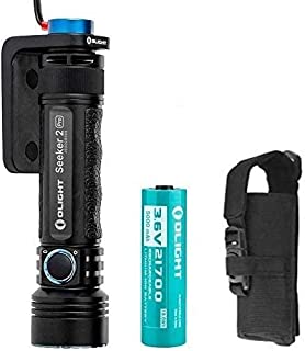 Olight Seeker 2 Pro 3200 Lumens Rechargeable LED Side Switch Tactical Flashlight Law Enforcement Search Light with Power and Brightness Indicator,5000mAh Customized Battery,Holster,Charger