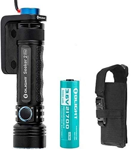 Olight Seeker 2 Pro 3200 Lumens Rechargeable LED Side Switch Tactical Flashlight Law Enforcement Search Light with Power and Brightness Indicator,5000mAh Customized Battery,Holster,Charger