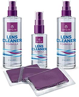 Lens Cleaner Spray Kit - Alcohol & Ammonia Free | (2) 8oz + (1) 2oz Eye Glasses Cleaner Spray + (3) Microfiber Cloths | Safe for Eyeglasses, Lenses & Screens | Streak-Free, Unscented