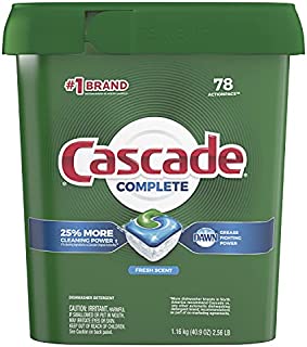 Cascade Complete Dishwasher Pods, ActionPacs Dishwasher Detergent Tabs, Fresh Scent, 78 Count (Packaging May Vary)