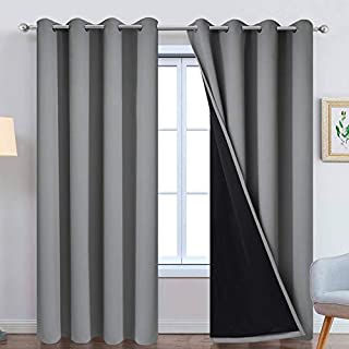 Yakamok 100% Blackout Curtains 84 Inches Long, 2 Thick Layers Heat and Full Light Blocking Soft Thermal Insulated Drapes for Bedroom(52