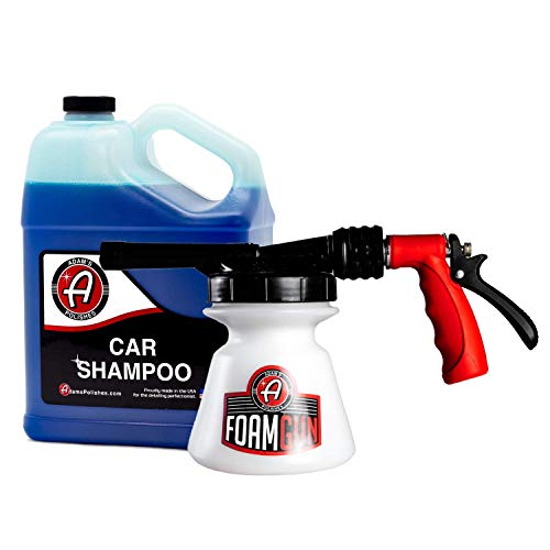 Adams Standard Foam Gun & Car Shampoo - Car Wash & Car Cleaning Auto Detailing Kit | Soap Shampoo & Garden Hose for Thick Suds | No Pressure Washer Required | Car Wax Tool Supplies