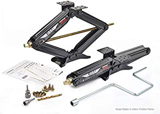 LIBRA Set of 2 5000lbs RV Trailer Stabilizer Leveling Scissor Jacks w/Dual Power Drill sockets & mounting Hardware Set 