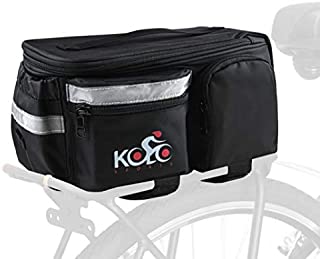 Kolo Sports Bike Panniers - Waterproof Bicycle Saddle Bags for Rear Rack with Extra Padded Foam Bottom and Side Reflectors - Convertible Bike Bag with Shoulder Strap, Zipper Pockets, and Bottle Case