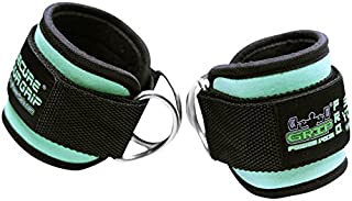 Grip Power Pads Best Ankle Straps for Cable Machines Double D-Ring Adjustable Neoprene Premium Cuffs to Enhance Legs, Abs & Glutes for Men & Women (Lime, Single)