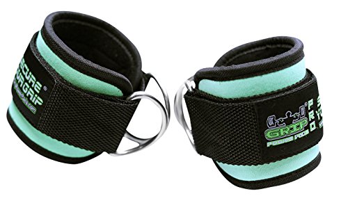 Grip Power Pads Best Ankle Straps for Cable Machines Double D-Ring Adjustable Neoprene Premium Cuffs to Enhance Legs, Abs & Glutes for Men & Women (Lime, Single)