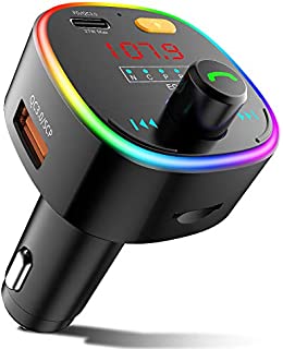 ZEEPORTE Bluetooth FM Transmitter for Car, 10 Colors LED Backlit QC3.0& USB-C PD 27W Quick Charger Wireless Bluetooth Car FM Radio Adapter, MP3 Music Player with EQ Mode, 3 USB Port, TF Card USB Drive