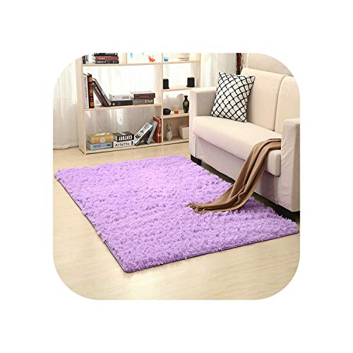 Purple Carpet Dyeing Plush Soft Carpets Area Rug Bedroom Anti-Slip Floor Mats-Light purple-100x200cm