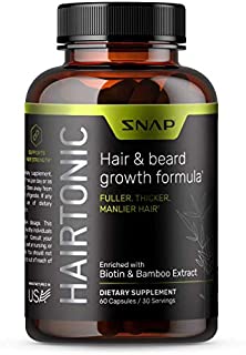 Hair Growth Supplement for Men - Hair, Skin and Nail Vitamin - Beard Growth Stop Hair Loss & Regrow Hair with Biotin, Keratin, Bamboo & More! - 60 Capsules