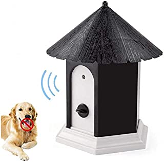 Outdoor Bark Control Device, Ultrasonic Stop Barking Device, Sonic Bark Deterrents Dog Silencer Bark Box for Small Medium Large Dogs in Birdhouse Shape