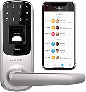 Ultraloq UL3 BT Bluetooth Enabled Fingerprint and Touchscreen Smart Lock (Satin Nickel) | 5-in-1 Keyless Entry | Secure Finger ID | Anti-peep Code | Works with iOS and Android | Match Home Aesthetics