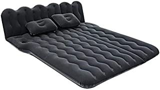 MYBC Car Air Mattress Pad with 2 Inflatable Pillows, Heavy-Duty Back Seat Sleeping Cushion for Camping, Travel, and Vacation, Leak-Resistant PVC (Black)