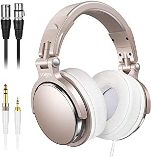 Studio Headphones with 6.6ft XLR Cable, Sopownic Prefessional DJ Headphones Mixing DJ Headset Protein Memory Foam Ear Pads, 50mm Neodymium Drivers Stereo Sound for Electric Drum Piano Guitar AMP