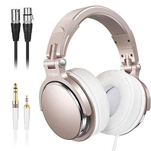 Studio Headphones with 6.6ft XLR Cable, Sopownic Prefessional DJ Headphones Mixing DJ Headset Protein Memory Foam Ear Pads, 50mm Neodymium Drivers Stereo Sound for Electric Drum Piano Guitar AMP