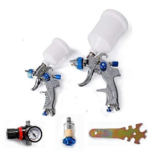 HVLP Spray Gun Set - Sprayguns with 0.8mm 1.4mm Fluid Tip, Spray Base-Coats, Clear-coa