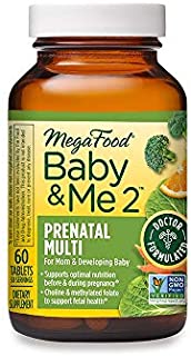 MegaFood, Baby & Me 2, Prenatal and Postnatal Vitamin with Active Form of Folic Acid, Iron, Choline, Non-GMO, 60 Tablets