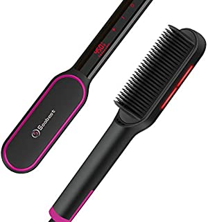 Soobest Ionic Hair Straightener Brush, Ceramic Hair Straightening Brush with Hot Comb, Fast Heating Up, Adjustable Temp, Anti-Scald, Auto off, Dual Voltage, Professional Hair Straightener, Salon Look