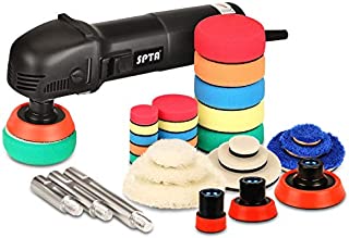 SPTA Mini Polishing Machine Buffer Rotary Polisher Auto Detailing Superpolish with 27Pcs Detail Polishing Pad Mix Size Kit Buffing Pad and 75mm,100mm,140mm M14 Thread Extension Shaft