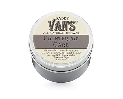 Daddy Van's® All Natural Beeswax Countertop Care for Soapstone, Slate, Concrete Composite and Butcher Block Counter Tops - Food Safe, Chemical-Free and Non-Toxic - 6 Oz. Tin
