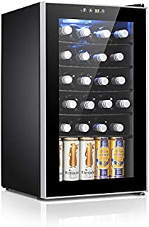 Antarctic Star 24 Bottle Wine Cooler/Cabinet Beverage Refigerator Mini Fridge Small Wine Cellar Soda Beer Counter Top Bar Quiet Operation Compressor Digital Freestanding Clear Glass Door for Office/Dorm