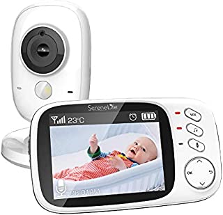 Video Baby Monitor Long Range Upgraded 850 Wireless Range, Night Vision, Temperature Monitoring and Portable 2 Color Screen Serenelife USA SLBCAM20